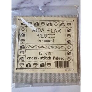 Aida Flax Cloth 14 Count Cross Stitch Fabric 12 x 18 Inch Natural Blend